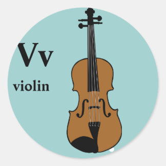 Brev V violin Stickers Runt Klistermärke