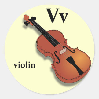 Brev V violin Stickers Runt Klistermärke