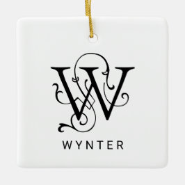 Brev W Elegant Monogram jul Ornament