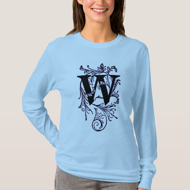 Brev 'W' inkapslat i Lila Vines - Shirt Tee (Framsida)