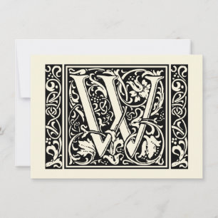 Brev W Medeltida Monogram Art Nouveau Inbjudningar