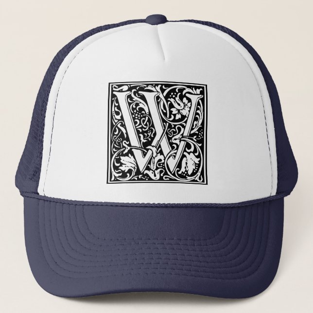 Brev W medeltida monogram Art Nouveau Keps (Framsida)