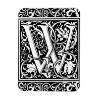Brev W Medeltida Monogram Art Nouveau