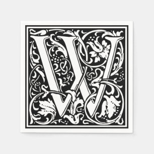 Brev W Medeltida Monogram Art Nouveau Pappersservett