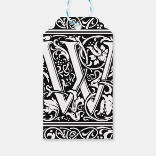 Brev W Medeltida Monogram Art Nouveau Presentetikett