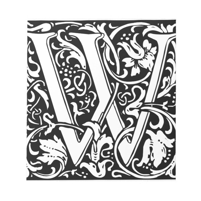 Brev W Medieval Monogram Art nouveau Anteckningsblock (Framsida)