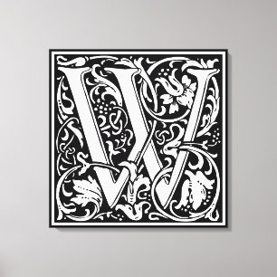 Brev W Medieval Monogram Art nouveau Canvastryck