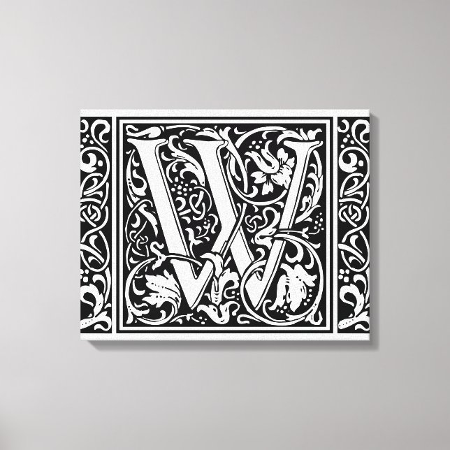 Brev W Medieval Monogram Art nouveau Canvastryck (Framsida)