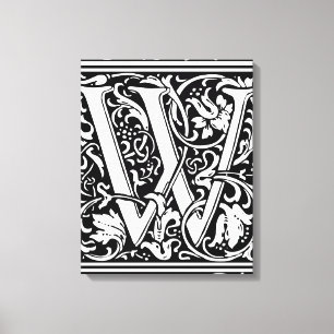 Brev W Medieval Monogram Art nouveau Canvastryck