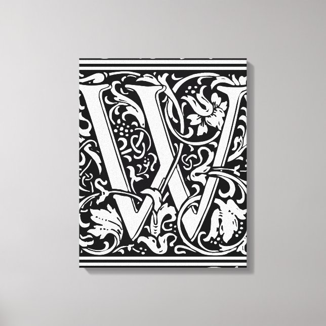 Brev W Medieval Monogram Art nouveau Canvastryck (Framsida)