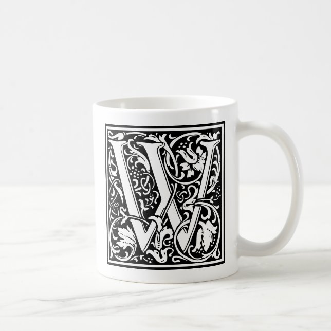 Brev W Medieval Monogram Art nouveau Kaffemugg (Höger)
