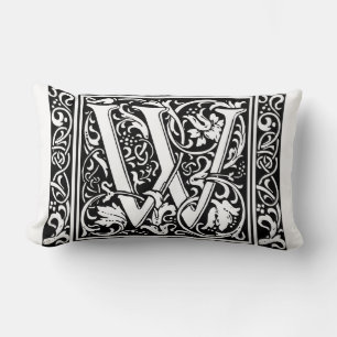 Brev W Medieval Monogram Art nouveau Lumbarkudde