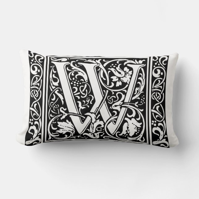 Brev W Medieval Monogram Art nouveau Lumbarkudde (Framsida)
