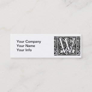 Brev W Medieval Monogram Art nouveau Mini Visitkort