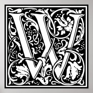 Brev W Medieval Monogram Art nouveau Poster