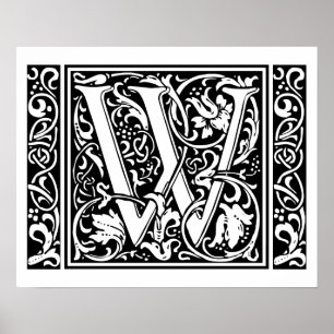Brev W Medieval Monogram Art nouveau Poster