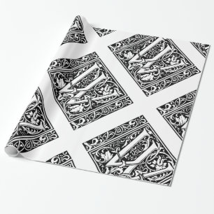 Brev W Medieval Monogram Art nouveau Presentpapper