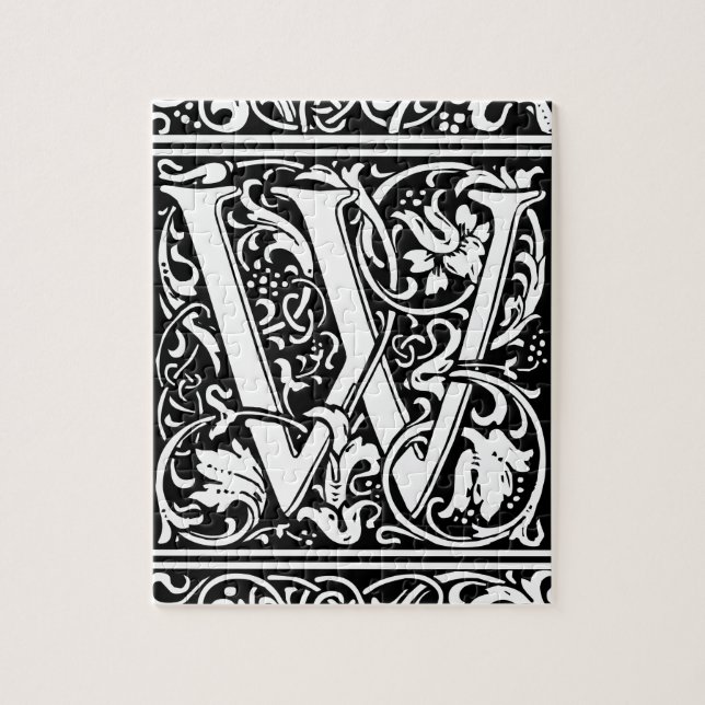 Brev W Medieval Monogram Art nouveau Pussel (Vertikal)
