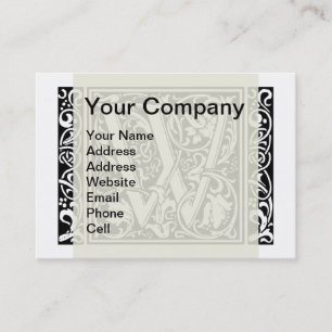 Brev W Medieval Monogram Art nouveau Visitkort