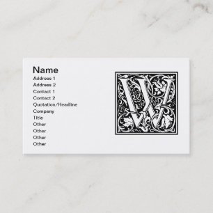 Brev W Medieval Monogram Art nouveau Visitkort