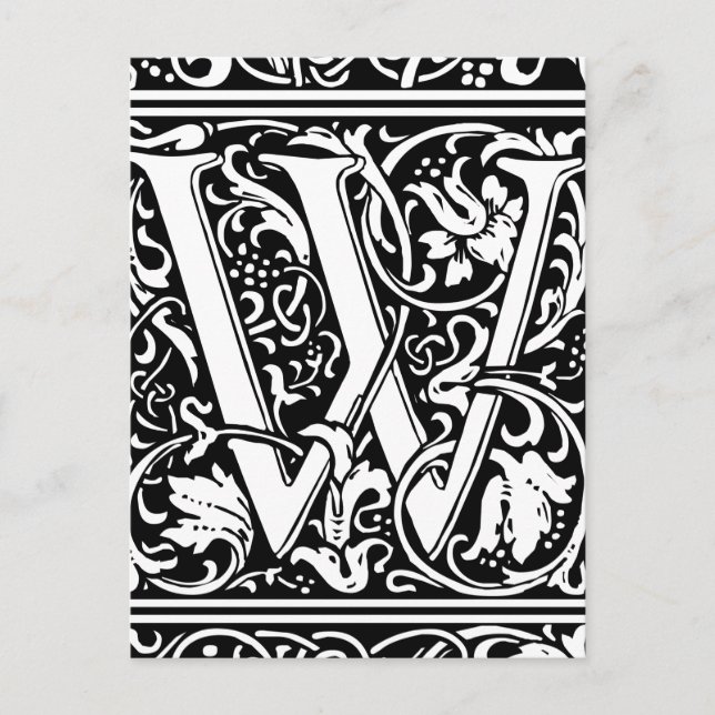 Brev W Medieval Monogram Art nouveau Vykort (Framsida)