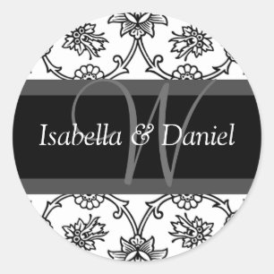 Brev W Monogram förseglingsstickers Runt Klistermärke