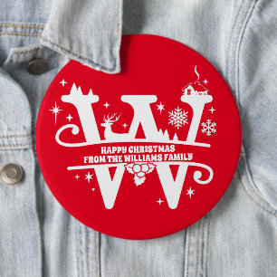 Brev W Monogram första familjen Namn Hälsning Knapp