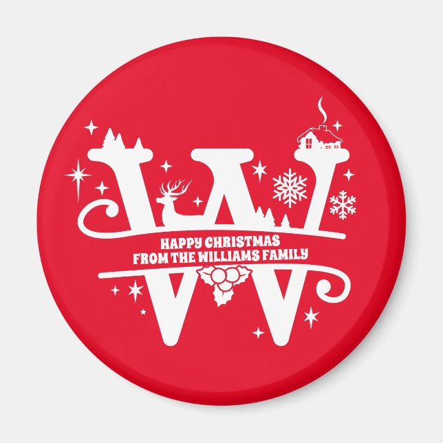 Brev W Monogram första familjen Namn Hälsning Magnet (Framsidan)