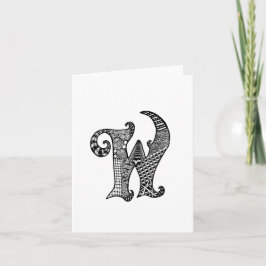 Brev W Monogram i svartvitt Anteckningskort