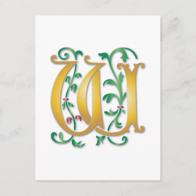 Brev W Monogram Vykort (Framsida)