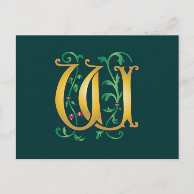 Brev W Monogram Vykort (Framsida)