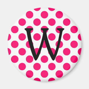 Brev W om Vita Rosa Polka dots Magnet