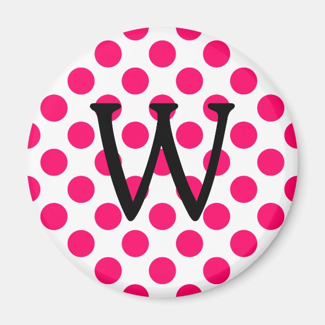Brev W om Vita Rosa Polka dots Magnet (Framsidan)