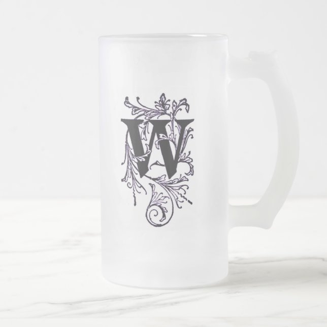 Brev 'W' som är inslaget i Lila Vines - Mugg (Höger)