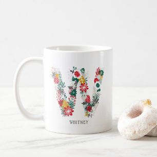 BREV W Whimsique Blommigt Brev Monogram I Mugg