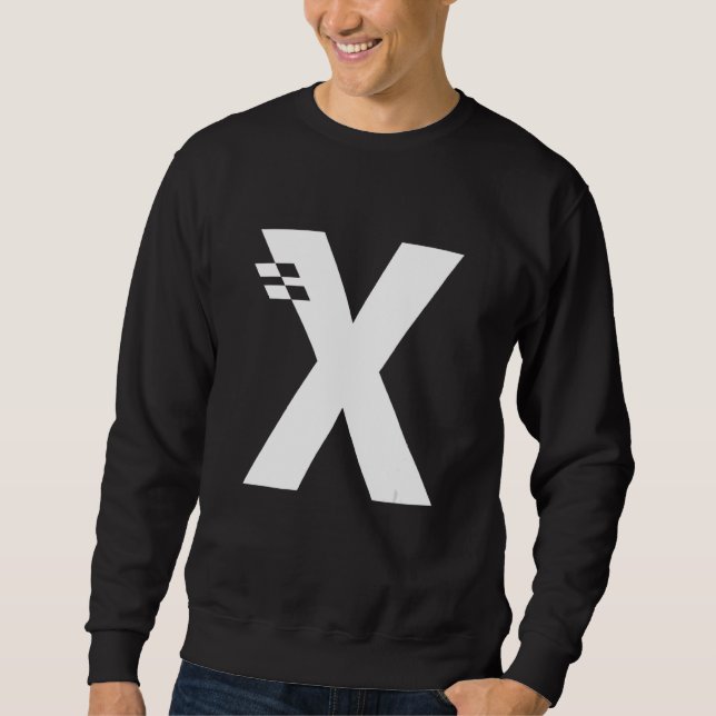 Brev X Alphabet Initial Monogram Lång Ärmad Tröja (Framsida)