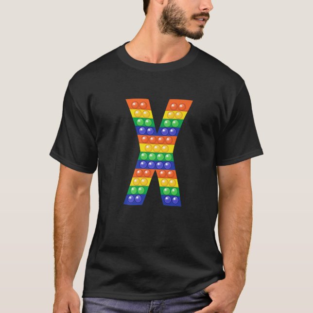 Brev X Capital Alphabet Fidget Pop It FUNNY Matc T Shirt (Framsida)