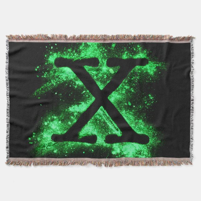 Brev X-Grönt, versalt Alphabet Filt (Framsidan)