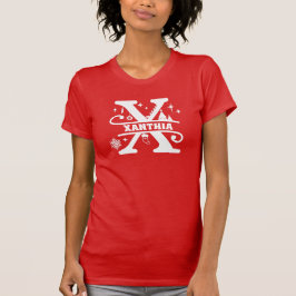Brev X jul Monogram Initial Namn Red T Shirt