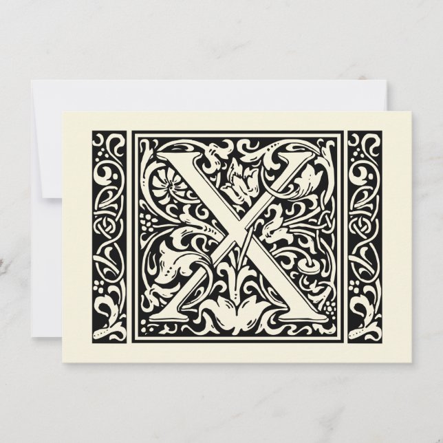 Brev X Medeltida Monogram Art Nouveau Inbjudningar (Framsida)