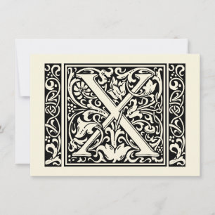 Brev X Medeltida Monogram Art Nouveau Inbjudningar