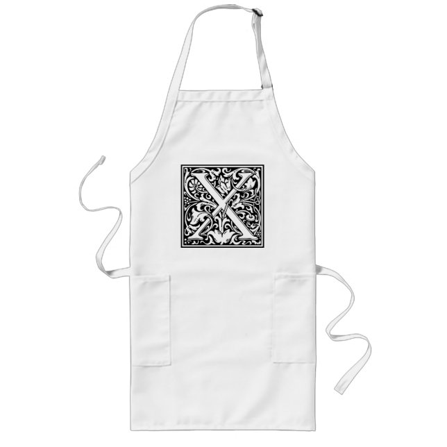 Brev X medeltida monogram Art Nouveau Långt Förkläde (Framsidan)