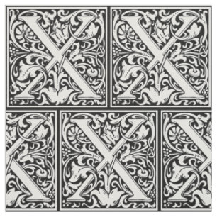 Brev X medeltida monogram Art Nouveau Tyg