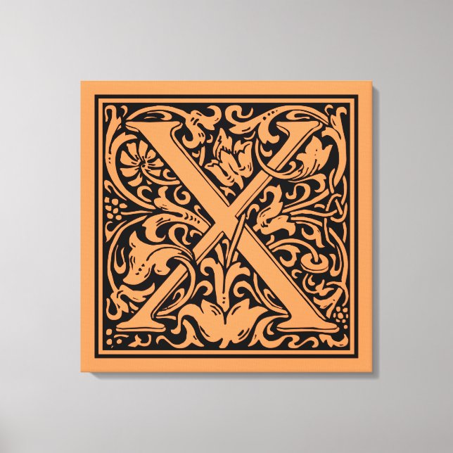 Brev X Medieval Monogram Art nouveau Canvastryck (Framsida)