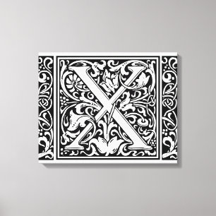 Brev X Medieval Monogram Art nouveau Canvastryck