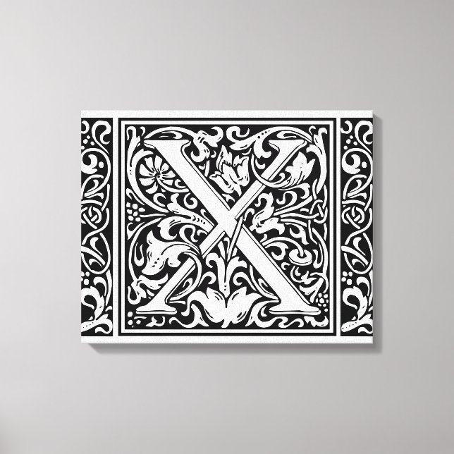 Brev X Medieval Monogram Art nouveau Canvastryck (Framsida)