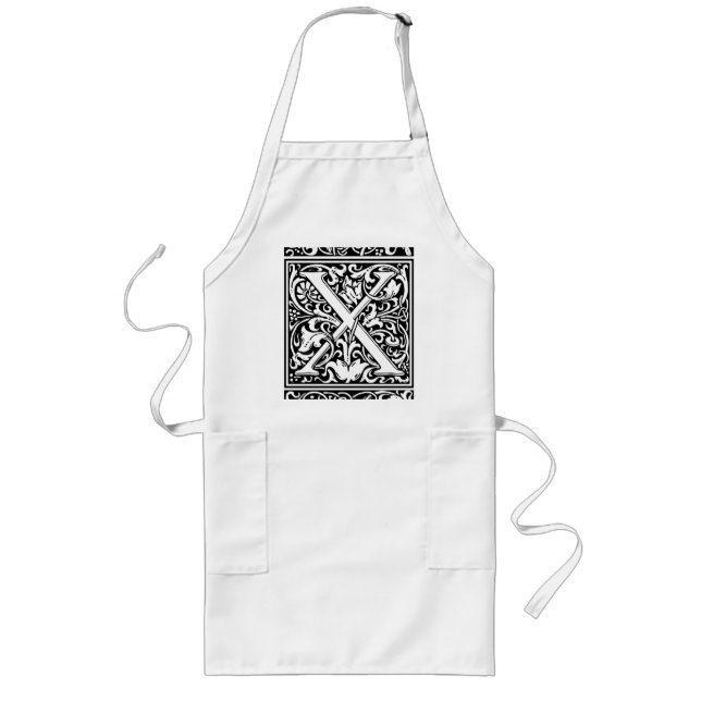 Brev X Medieval Monogram Art nouveau Långt Förkläde (Framsidan)