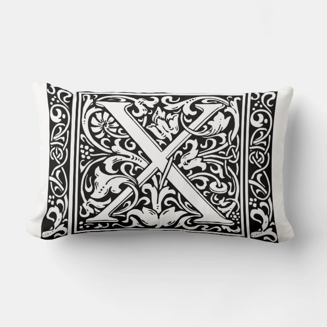 Brev X Medieval Monogram Art nouveau Lumbarkudde (Framsida)