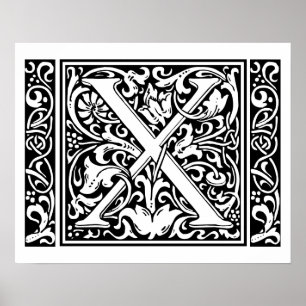 Brev X Medieval Monogram Art nouveau Poster