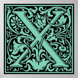 Brev X Medieval Monogram Art nouveau Poster